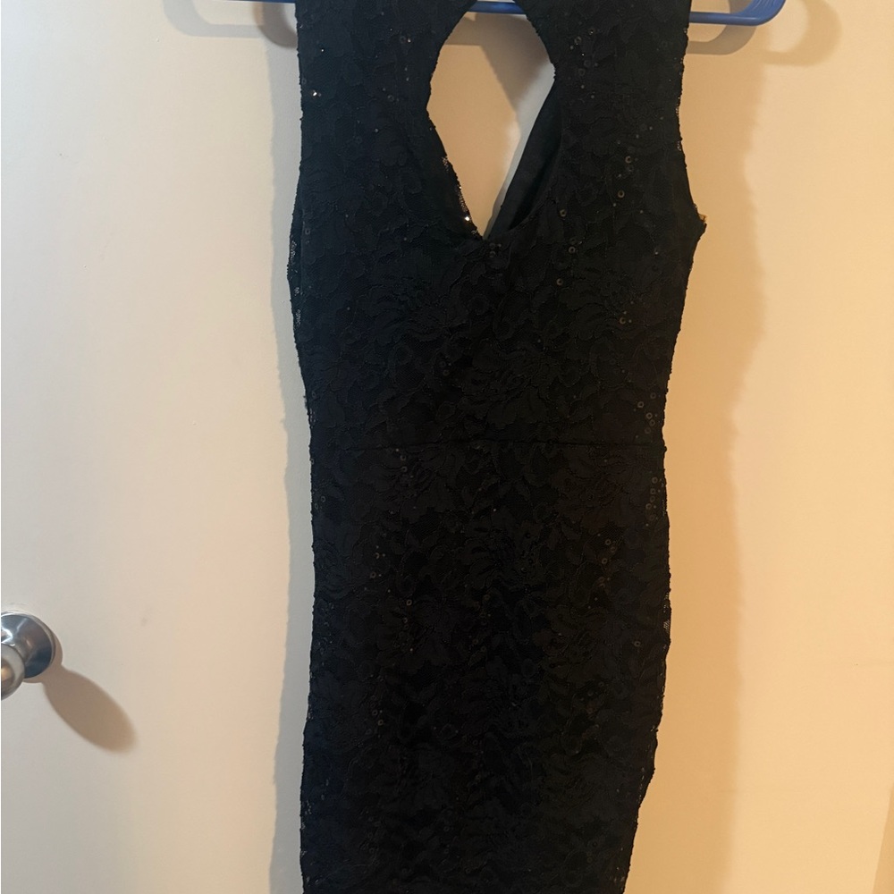 Lipsy Black Sequin Lace Dress